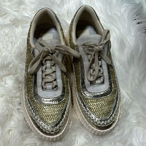 Gold creme dolce vita platform sneakers